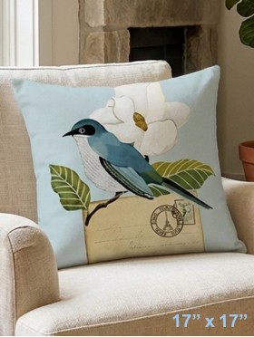 Bird and Flower Print Cushion & Filler